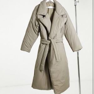 ASOS tall belted puffer coat oversized.